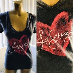 LA SENZA Vintage Y2K Stretch Cotton Heart Logo Tee Size Small
